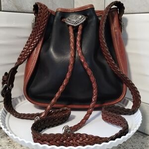 Brighton Vintage Leather Drawstring Crossbody Bag